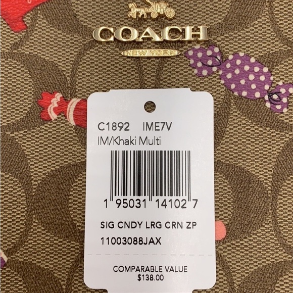 COACH NWT Large Corner Zip Wristlet In Signature Canvas With Candy Print - Picture 11 of 11